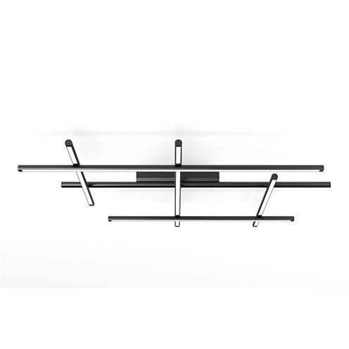 Panzeri+Hilow Ceiling LED 78W 4602lm 2700K CRI>90, hämardatav Push/DALI, laevalgusti, matt must, opaalhajutiga